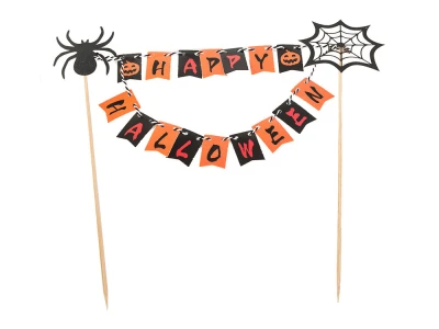 Verk 26144 Halloweenská dekorácia na tortu „Happy Halloween“, čierno-oranžová