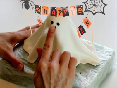 Verk 26144 Halloweenská dekorácia na tortu „Happy Halloween“, čierno-oranžová