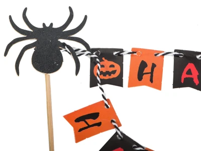Verk 26144 Halloweenská dekorácia na tortu „Happy Halloween“, čierno-oranžová