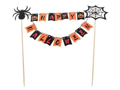 Verk 26144 Halloweenská dekorácia na tortu „Happy Halloween“, čierno-oranžová