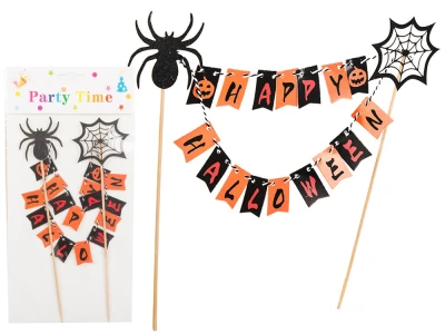 Verk 26144 Halloweenská dekorácia na tortu „Happy Halloween“, čierno-oranžová