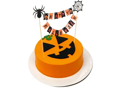 Verk 26144 Halloweenská dekorácia na tortu „Happy Halloween“, čierno-oranžová