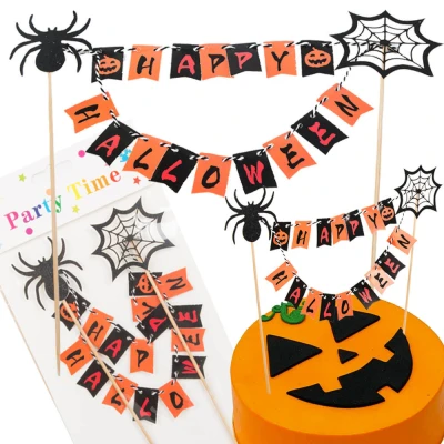 Verk 26144 Halloweenská dekorácia na tortu „Happy Halloween“, čierno-oranžová