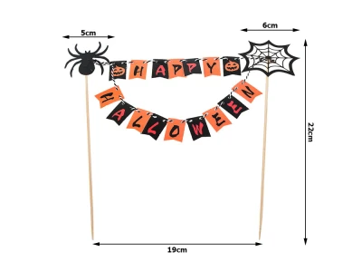 Verk 26144 Halloweenská dekorácia na tortu „Happy Halloween“, čierno-oranžová