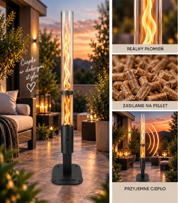GORDON G1557 Záhradný ohrievač na pelety 3,6 kW – čierny, sklenená trubica
