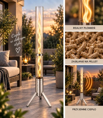GORDON G1554 Záhradný ohrievač na pelety 4 kW so sklenenou tubou – strieborný
