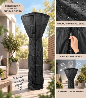 GORDON G1520 Ochranný obal na plynový záhradný ohrievač – čierny, so zipsom (pre G1184/G1536)