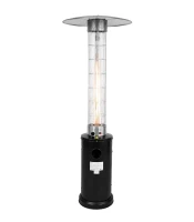 GORDON G1536 Terasový plynový ohřívač s efektem plamene a ochranným krytem, 13 kW, černý