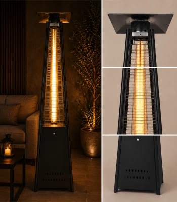 GORDON G1535 Záhradný plynový ohrievač 13 kW, čierny, efekt plameňa