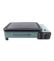 Gordon G1518 Kempingový plynový varič s grilovacou platňou 2200 W v kufríku, zelený
