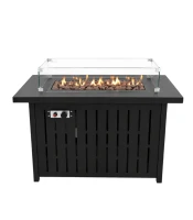 GORDON G1544 Terasový plynový ohřívač s efektem plamene a skleněnou ochranou, 13 kW, černý