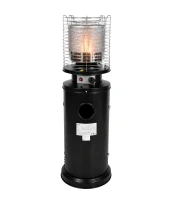 GORDON G1537 Terasový plynový ohřívač s efektem plamene a ochrannou mřížkou, 13 kW, černý