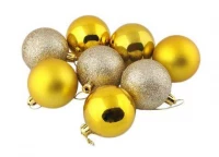 Vianočné gule plastové 8 ks / 6 cm zlaté
