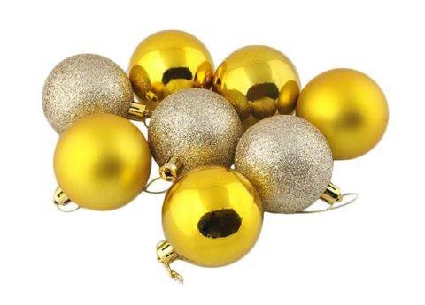 Vianočné gule plastové 8 ks / 6 cm zlaté