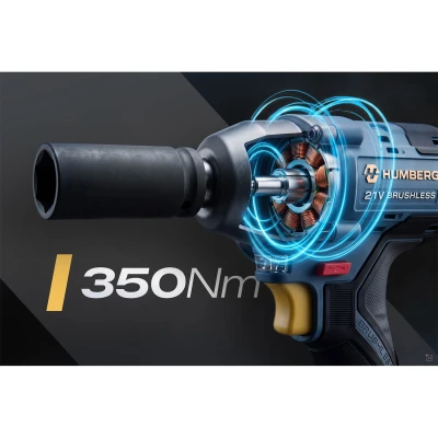 Humberg HM-440 Akumulátorový rázový utahovák 21 V, 350 Nm, 4 Ah, sada v kufru