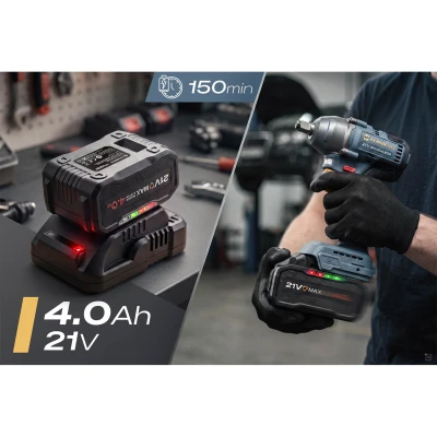 Humberg HM-440 Akumulátorový rázový utahovák 21 V, 350 Nm, 4 Ah, sada v kufru