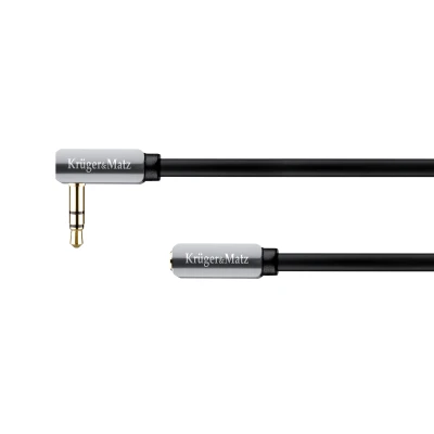 Kruger&Matz KM0315K 3,5 mm jack stereo kábel 1,0 m – uhlový konektor – rovná zásuvka