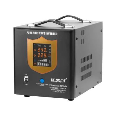 Kemot URZ3428B PROsinus-2000/24 menič/UPS s čistým sínusom 24V 230V 2000VA/1400W – čierny