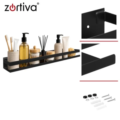 Zortiva 28314 Nástenná kúpeľňová polička 50 x 6 x 10 cm, čierna
