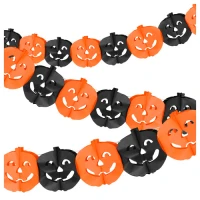 Glimz 28263 Halloweenská papierová girlanda s tekvicami, 3 m, oranžovo-čierna