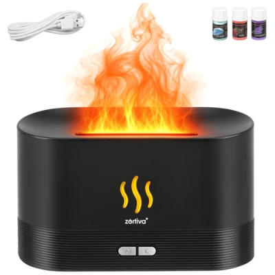 Zortiva 28223 Aroma difuzér s efektem plamene LED RGB 180 ml, černý