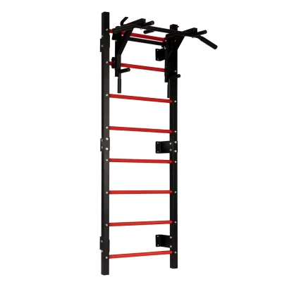 MOVEPRO TH-GL215 Gymnastické žebřiny s hrazdou 215 cm, černo-červené