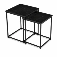 ModernHome GIC-T2S-1-14 Sada dvou konferenčních stolků 2 v 1, černý mramor