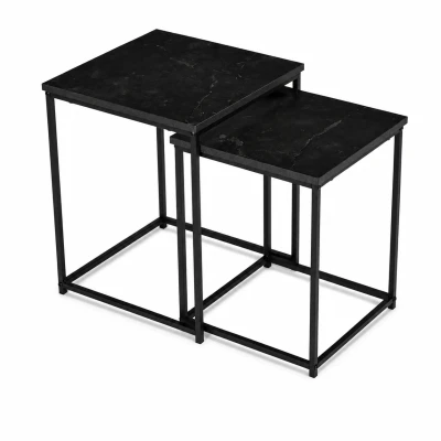 ModernHome GIC-T2S-1-14 Sada dvou konferenčních stolků 2 v 1, černý mramor