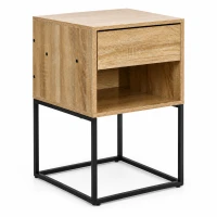 ModernHome GIC-NST65-15 Nočný stolík so zásuvkou a policou, svetlý dub