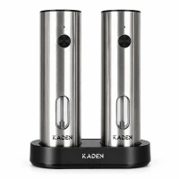 Kaden AIE-KYMQ-67C Elektrické mlýnky na sůl a pepř s nabíjecí základnou, sada 2 ks, stříbrné