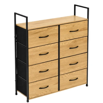 ModernHome GIC-C106-19 Komoda s 8 textilnými zásuvkami 80 x 24 x 107 cm, hnedo-čierna