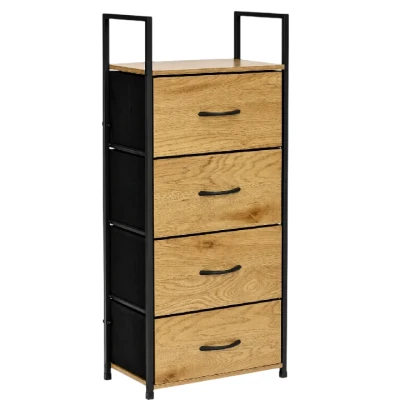 ModernHome GIC-C102-19 Komoda so 4 textilnými zásuvkami, hnedo-čierna