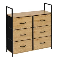 MultiStore GIC-C105-19 Komoda so 6 textilnými zásuvkami 80 x 24 x 87 cm, hnedo-čierna