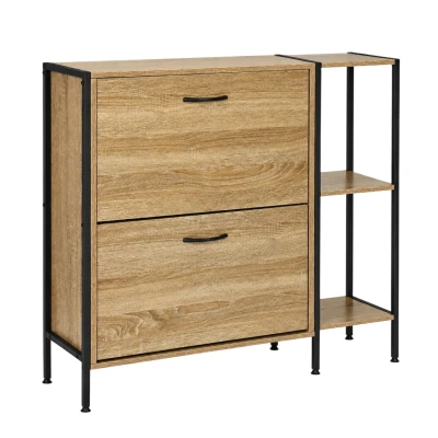 ModernHome GIC-SC487-15 Skriňa na topánky s výklopnými priehradkami 89 x 24 x 86,5 cm, svetlý dub