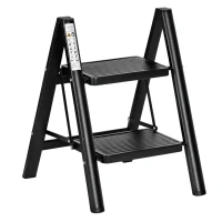 ModernHome LTP2-1 Skládací ocelové schůdky 2stupňové, nosnost 150 kg, černé