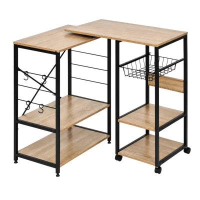 ModernHome GIC-KS085-15 Kuchynský regál s výsuvnou pracovnou doskou, svetlý dub