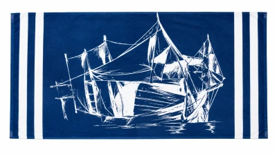 Gordon H70 Plážová osuška rychleschnoucí z mikrovlákna, plachetnice, 100 x 180 cm