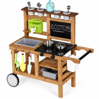 ECOTOYS TL055015 Detská drevená záhradná kuchynka na hru s blátom s príslušenstvom