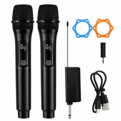 APT AG100E Bezdrôtové mikrofóny (2 ks), karaoke sada s prijímačom, LCD, USB-C