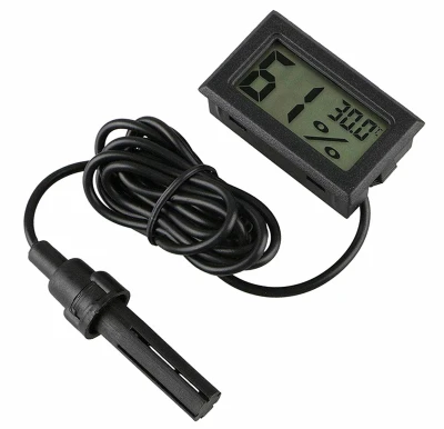 APT AG195A Digitální teploměr a vlhkoměr s externí sondou, LCD displej, kabel 1,5 m, černý