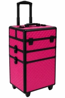 APT CA19D Kosmetický kufr na kolečkách 3 v 1, 60 x 34,5 x 25 cm, černo-růžový
