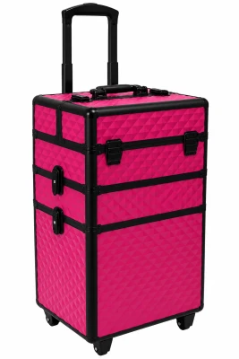APT CA19D Kosmetický kufr na kolečkách 3 v 1, 60 x 34,5 x 25 cm, černo-růžový