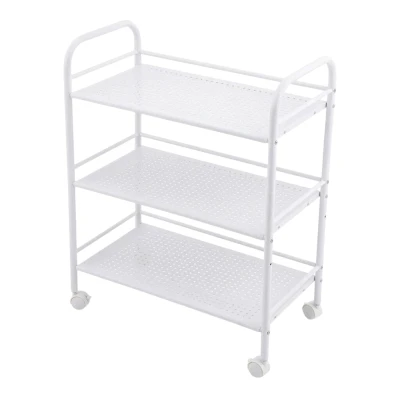 APT DA679A Kovový vozík na kolečkách, 3 police, nosnost 30 kg, 50 x 32 x 75 cm, bílý