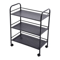 APT DA679 Kovový vozík na kolečkách, 3 police, nosnost 30 kg, 50 x 32 x 75 cm, černý