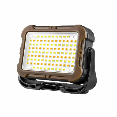 APT ZD210 Multifunkčný solárny LED reflektor, 117 LED, 4 režimy, USB-C, hnedý