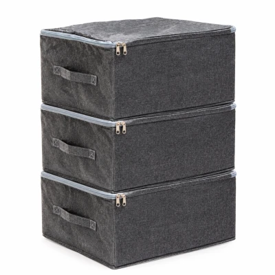 APT DA781 Skládací organizér do skříně 40 x 30 x 20 cm, sada 3 ks, šedý