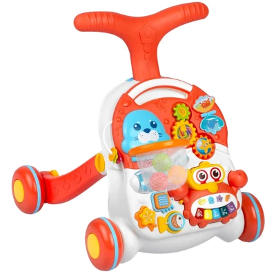 Ricokids RK-810 Dětské chodítko s interaktivním stolkem 3 v 1, bílo-červené