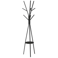 Massido MS-869 Stojanový věšák na oblečení, 12 ramen, 181 cm, černý