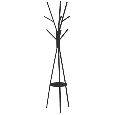 Massido MS-869 Stojanový věšák na oblečení, 12 ramen, 181 cm, černý