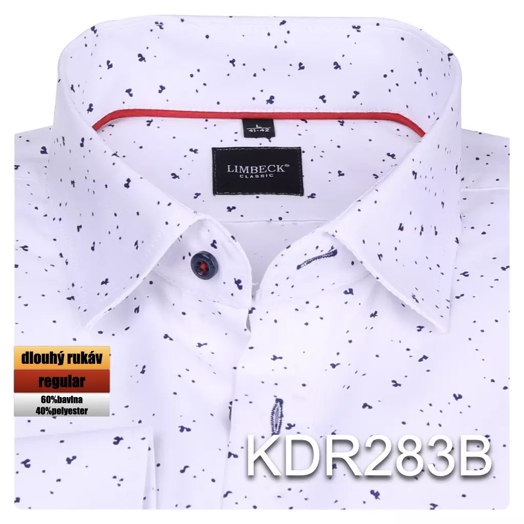 bílá košile s jemným modrým vzorem